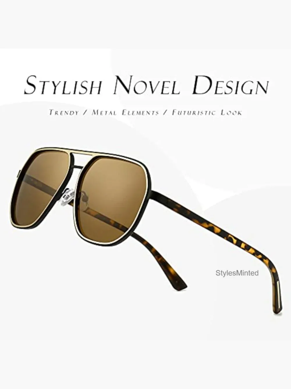 Polygon Aviator Sunglasses for Men Polarized Retro Shades UV Protection